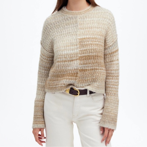 Madewell Space-Dyed Crewneck Sweater in Space-dye Tan size Medium NWT NT586 - Picture 1 of 12